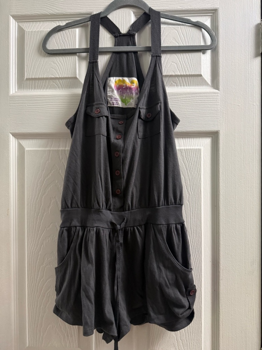Derek Heart Romper Dark Gray Size Large